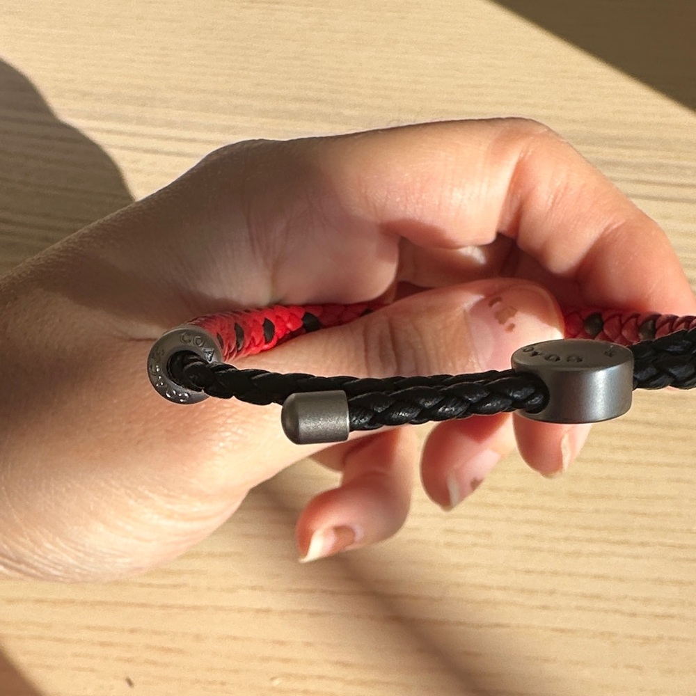NWOT Coach Adjustable Red and Black Leather Braided Bracelet - Picture 4 of 6